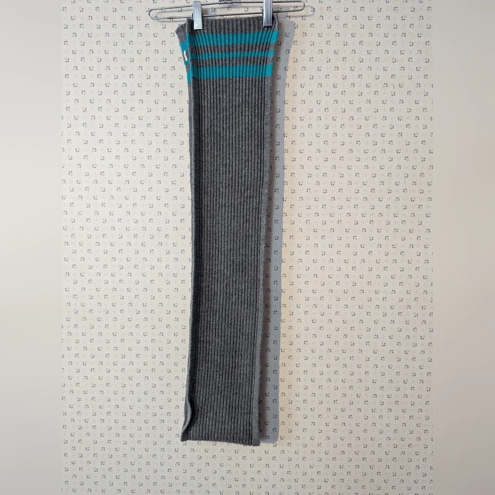 Lululemon Athletica Wool Gray Teal Striped Scarf Soft Comfy Warm